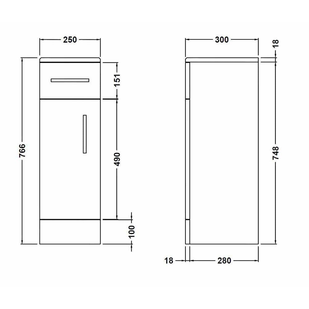 Nuie Mayford Gloss White 250x300mm Cupboard - PRC171
