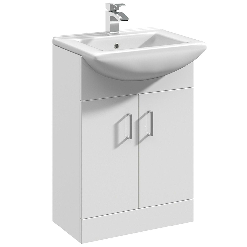 Nuie Mayford Gloss White Floor Standing 550mm Cabinet & Basin 2 - VTM550