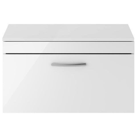 Nuie Athena Gloss White Wall Hung 800mm Cabinet & Worktop - ATH062W