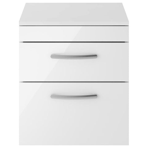 Nuie Athena Gloss White Wall Hung 500mm Cabinet & Worktop