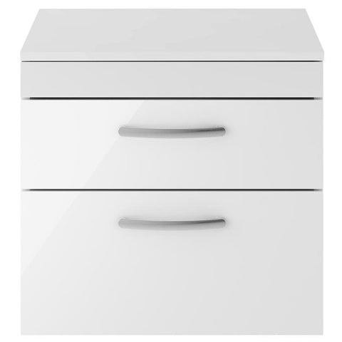 Nuie Athena Gloss White Wall Hung 600mm Cabinet & Worktop - ATH048W