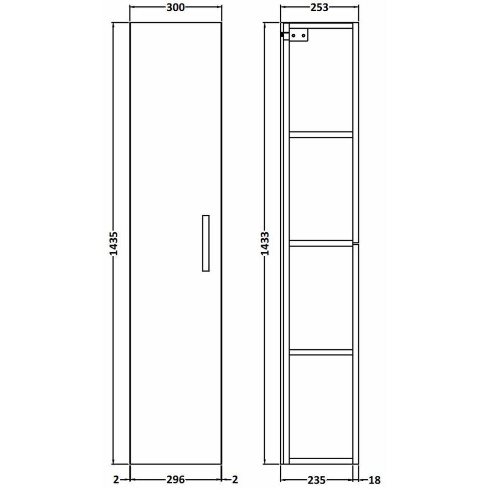 Nuie Athena Stone Grey 300mm Tall Cabinet Single Door - MOC561