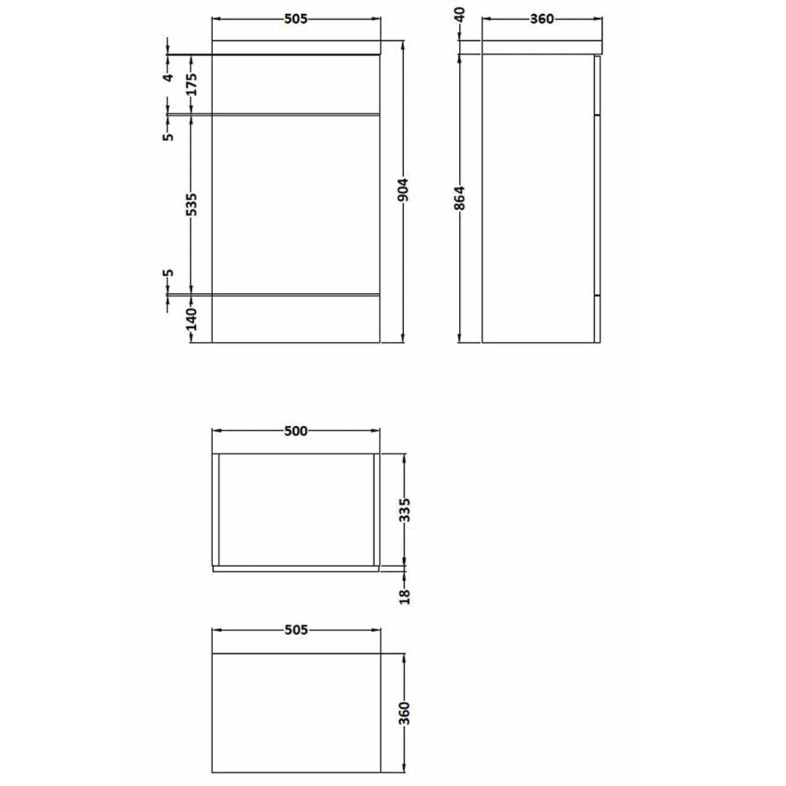 Hudson Reed Fusion 500mm Back to Wall WC Toilet Unit & Top