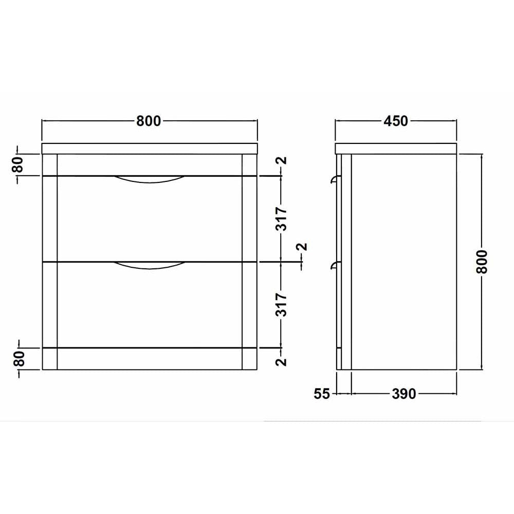 Nuie Parade Gloss White Floor Standing 800mm Cabinet & Basin - FPA004