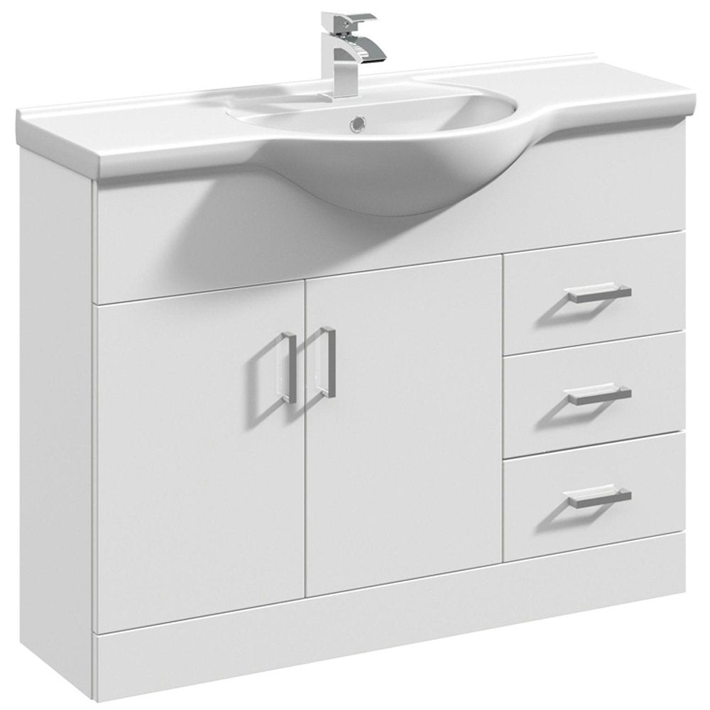 Nuie Mayford Gloss White Floor Standing 1050mm Cabinet & Basin 1 - VTY1050