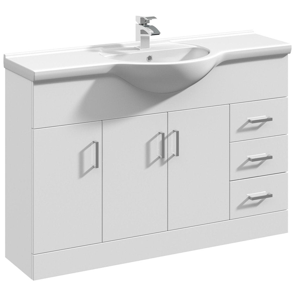 Nuie Mayford Gloss White Floor Standing 1200mm Cabinet & Basin 1 - VTY1200