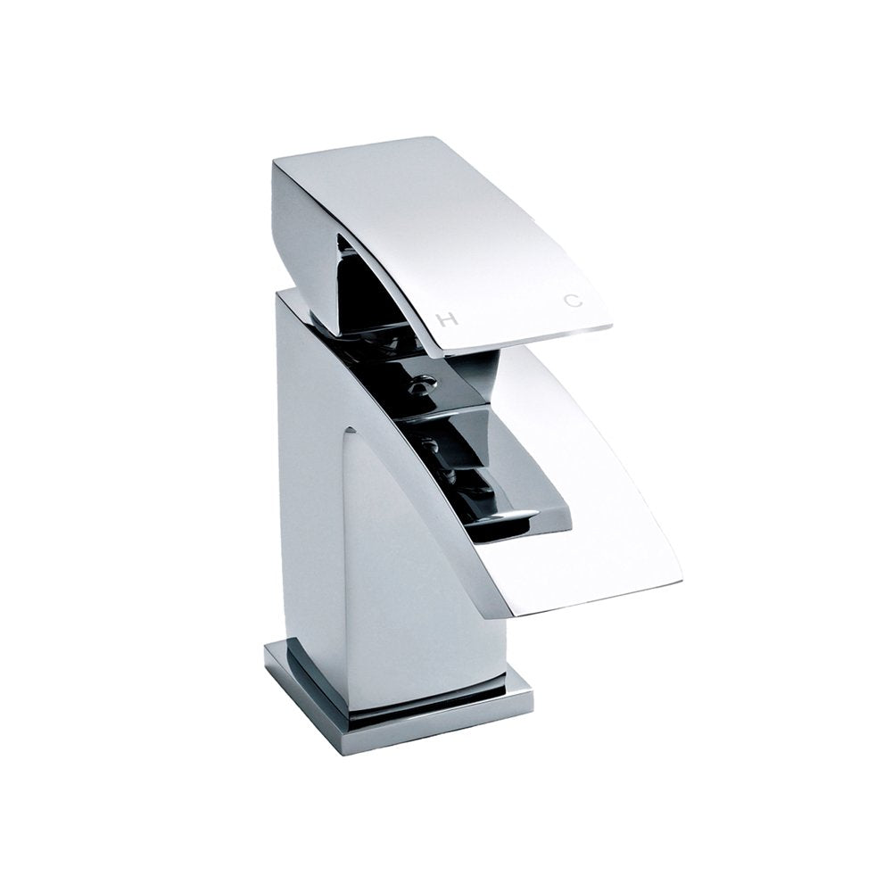 Nuie Vibe Waterfall Small Basin Mixer Tap & Push Button Waste - TSI315