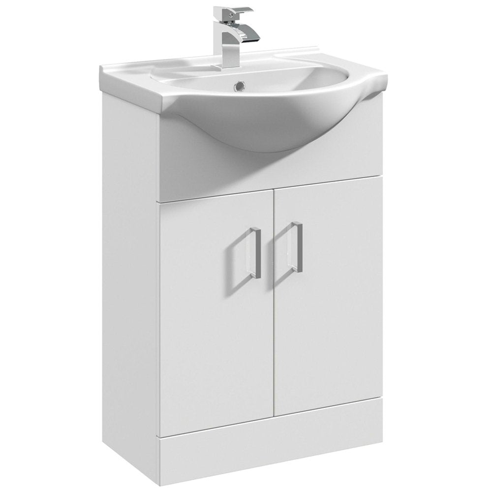 Nuie Mayford Gloss White Floor Standing 550mm Cabinet & Basin 1 - VTY550