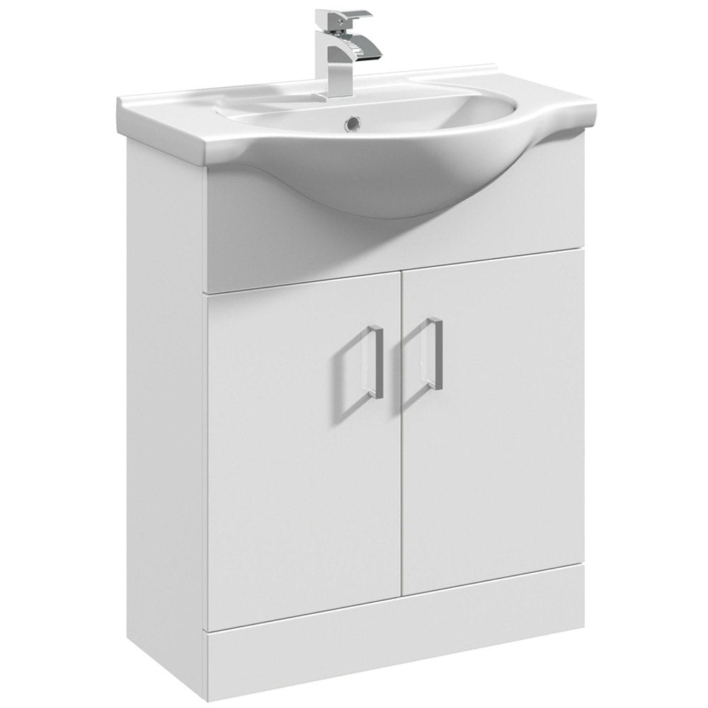 Nuie Mayford Gloss White Floor Standing 650mm Cabinet & Basin 1 - VTY650