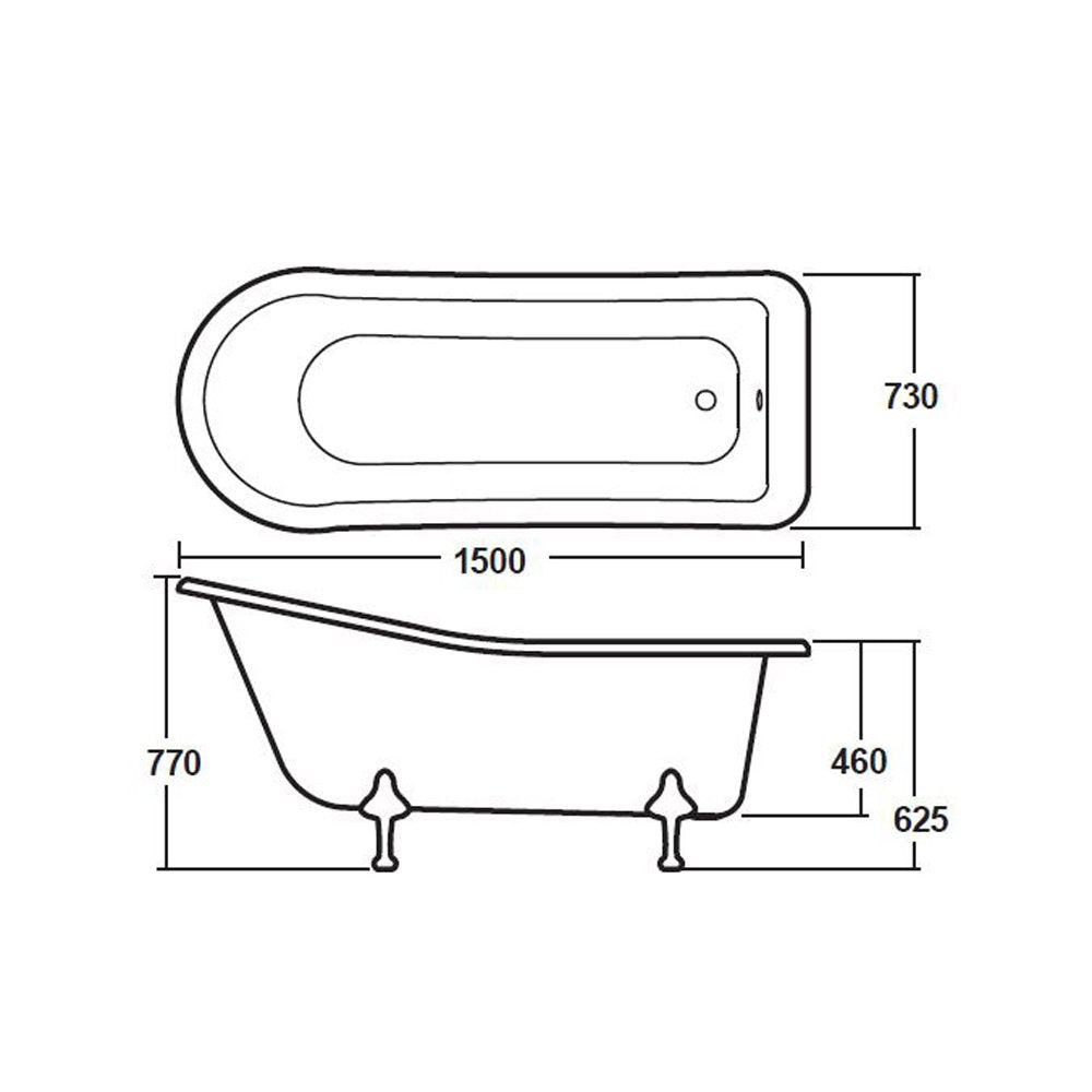 Hudson Reed Brockley 1500mm Single Ended Freestanding Bath & Corbel Leg Set