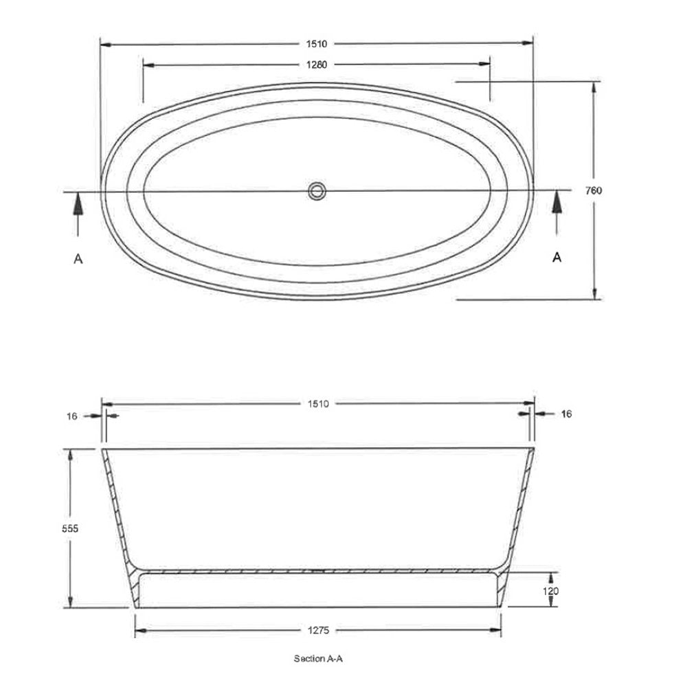 Hudson Reed Rose 1510mm Double Ended Oval Freestanding Bath NBB002