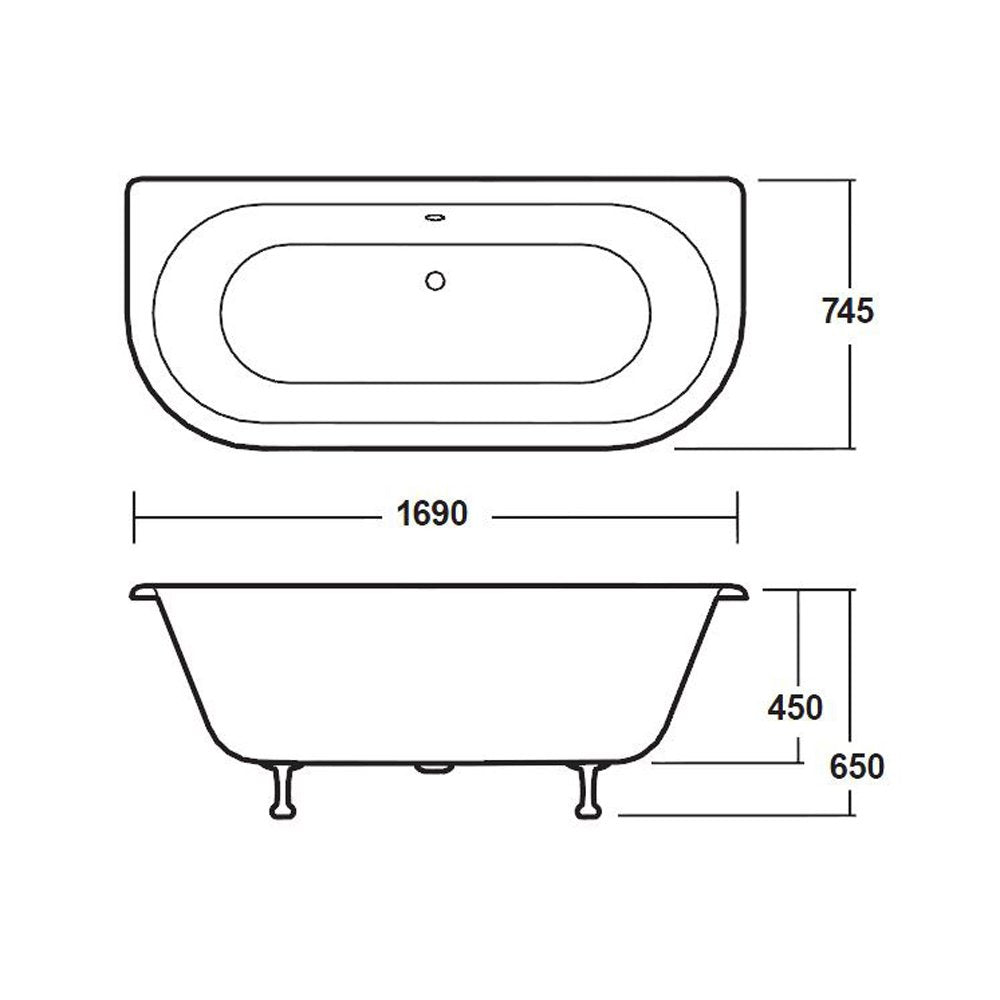 Hudson Reed Kenton 1700mm Double Ended Freestanding Bath & Corbel Leg Set