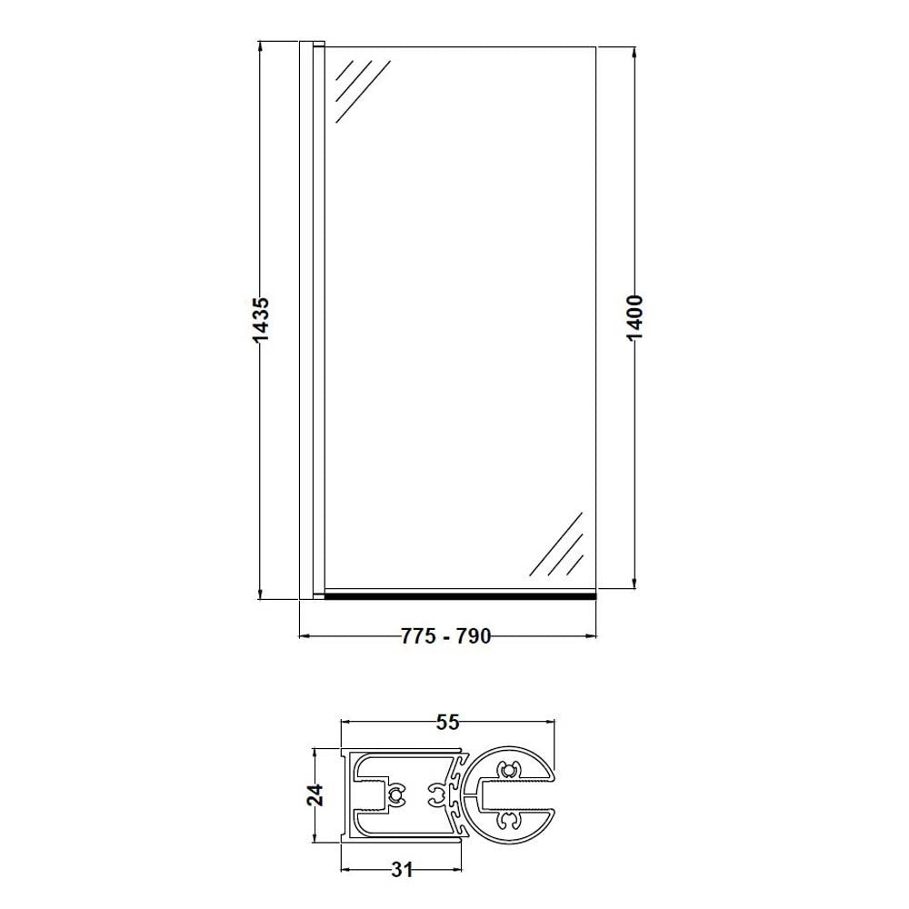 Hudson Reed Square Bath Screen - NSSQ