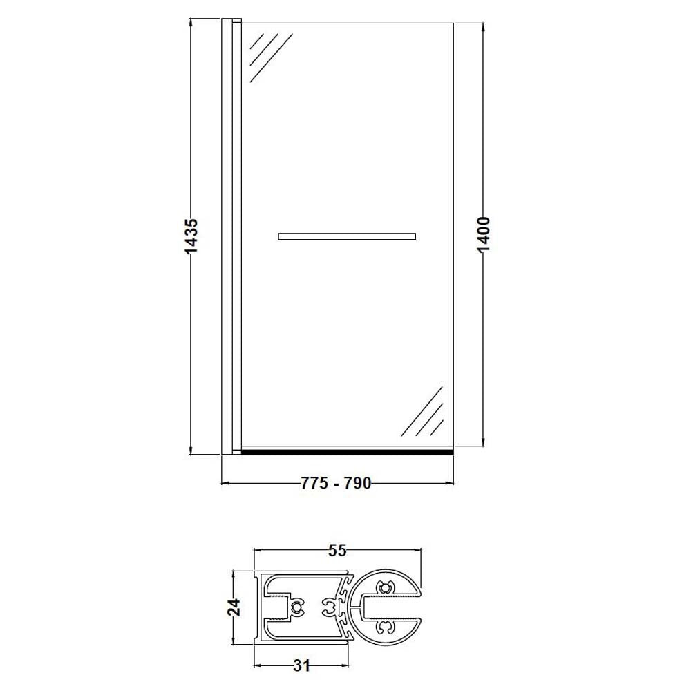 Hudson Reed Square Bath Screen with Rail - NSSQR