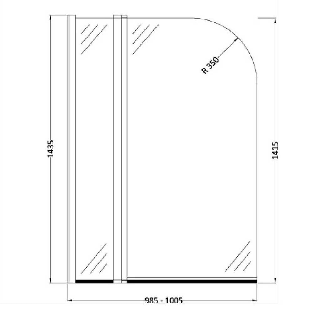 Hudson Reed Straight Bath Screen Fixed Panel & Rail - NSSR2