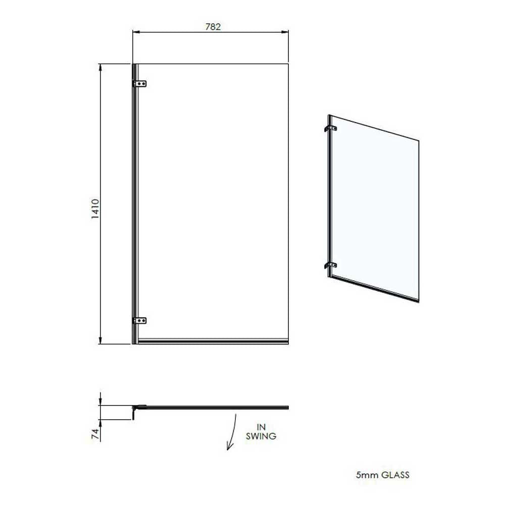 Nuie Ella Square Hinged Bath Screen - ERSSQ
