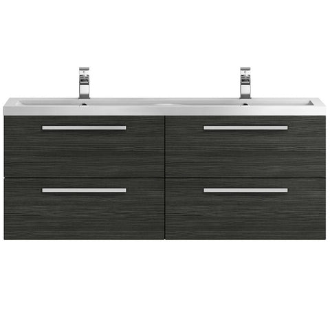 Hudson Reed Quartet Hacienda Black 1400mm Wall Hung Vanity & Double Basin QUA003