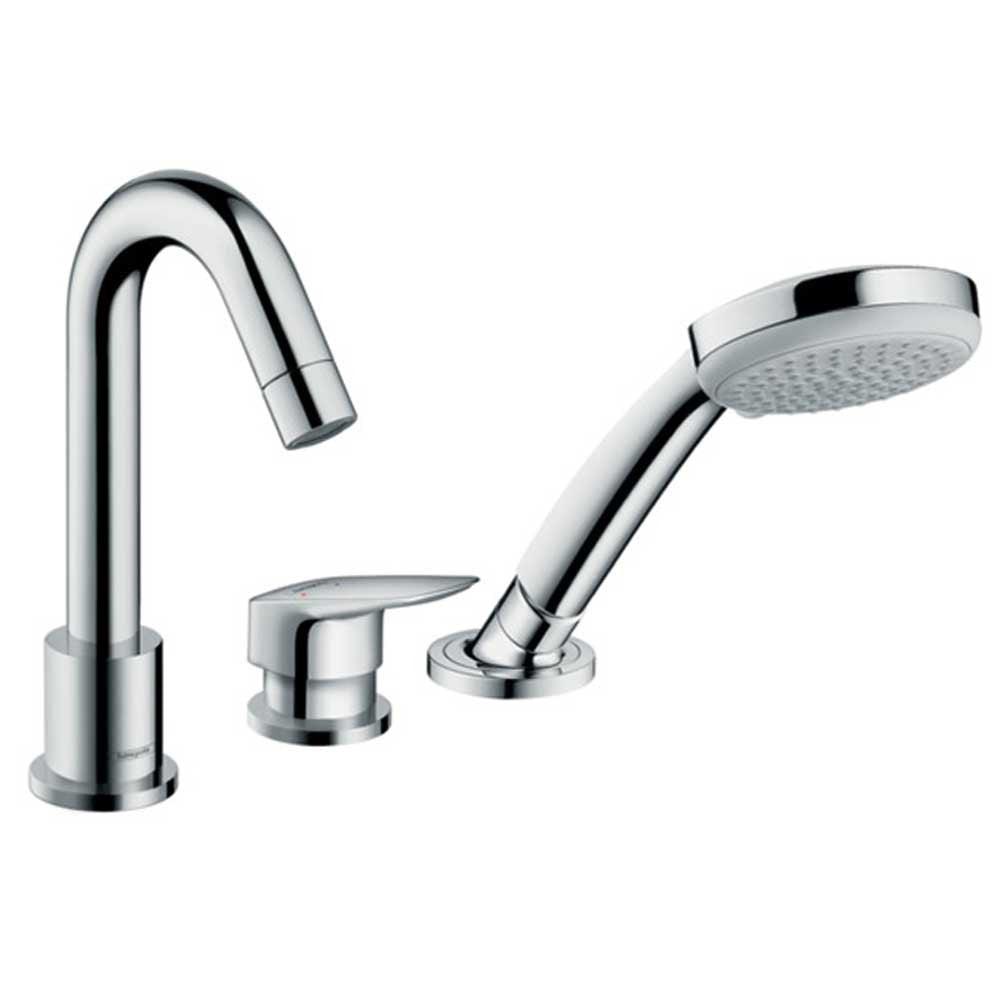 Hansgrohe Logis Chrome 3-Hole Rim-Mounted Single Lever Bath Mixer Tap for Secuflex