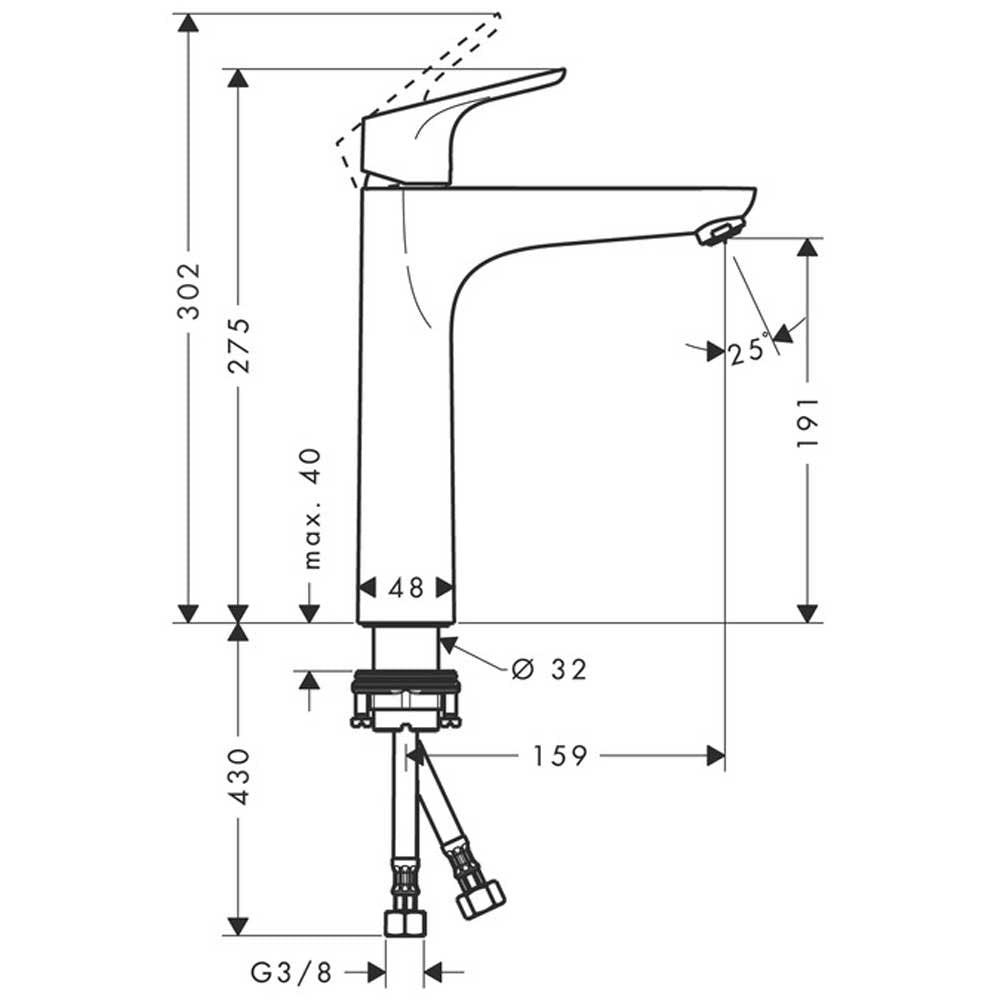 Hansgrohe Focus Chrome Single Lever Basin Mixer Tap 190 Without Waste