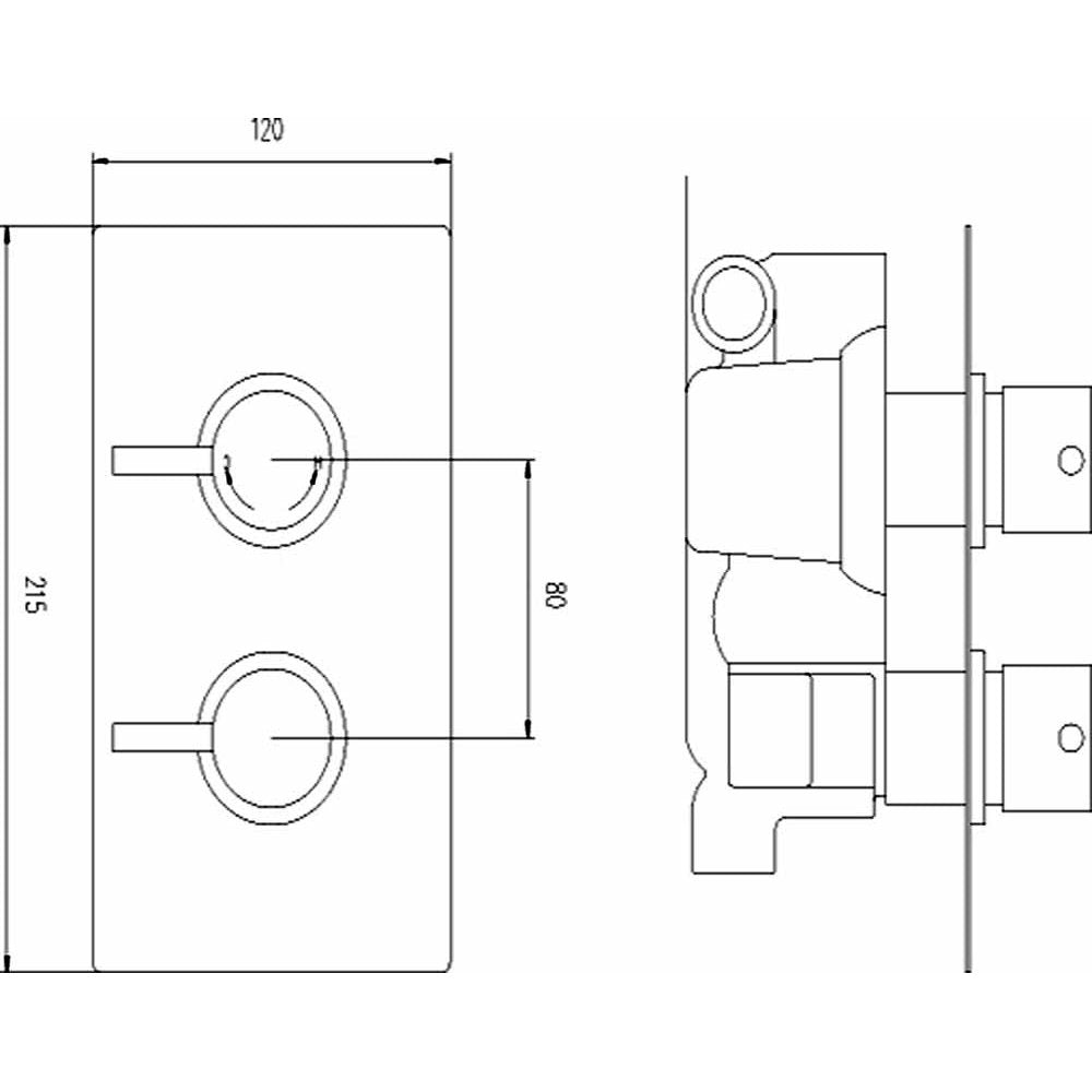 Nuie Quest Thermostatic Shower Valve, 200mm Fixed Head & Arm