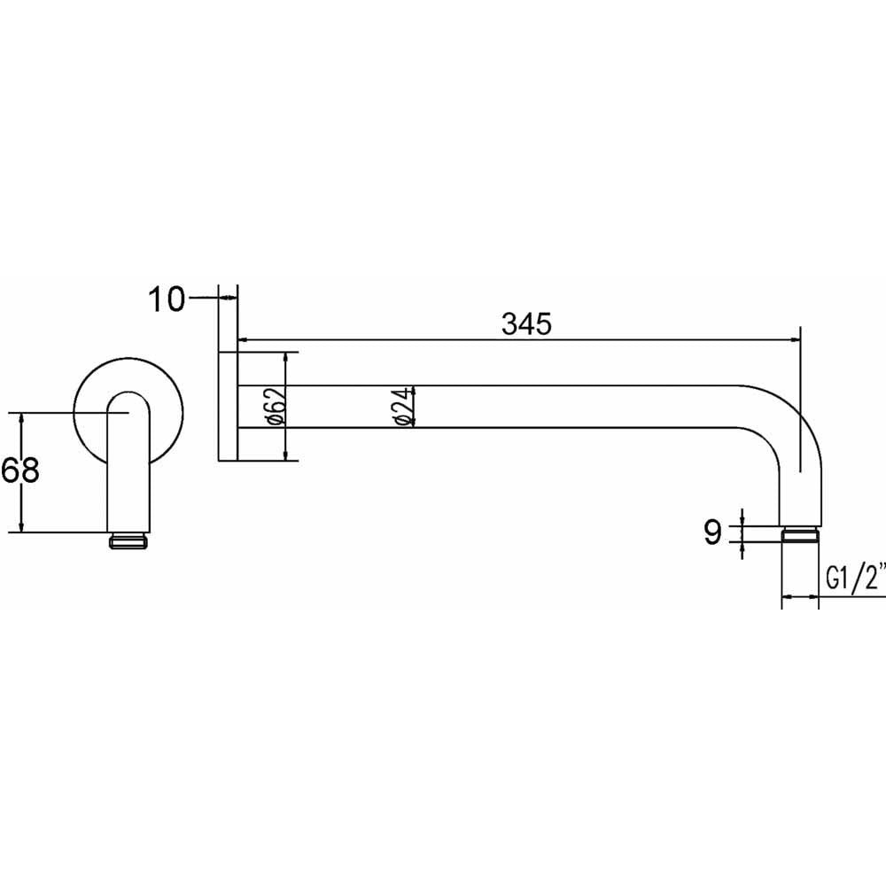 Hudson Reed Tec Crosshead Thermostatic Shower Valve, Fixed Head & Body Jets