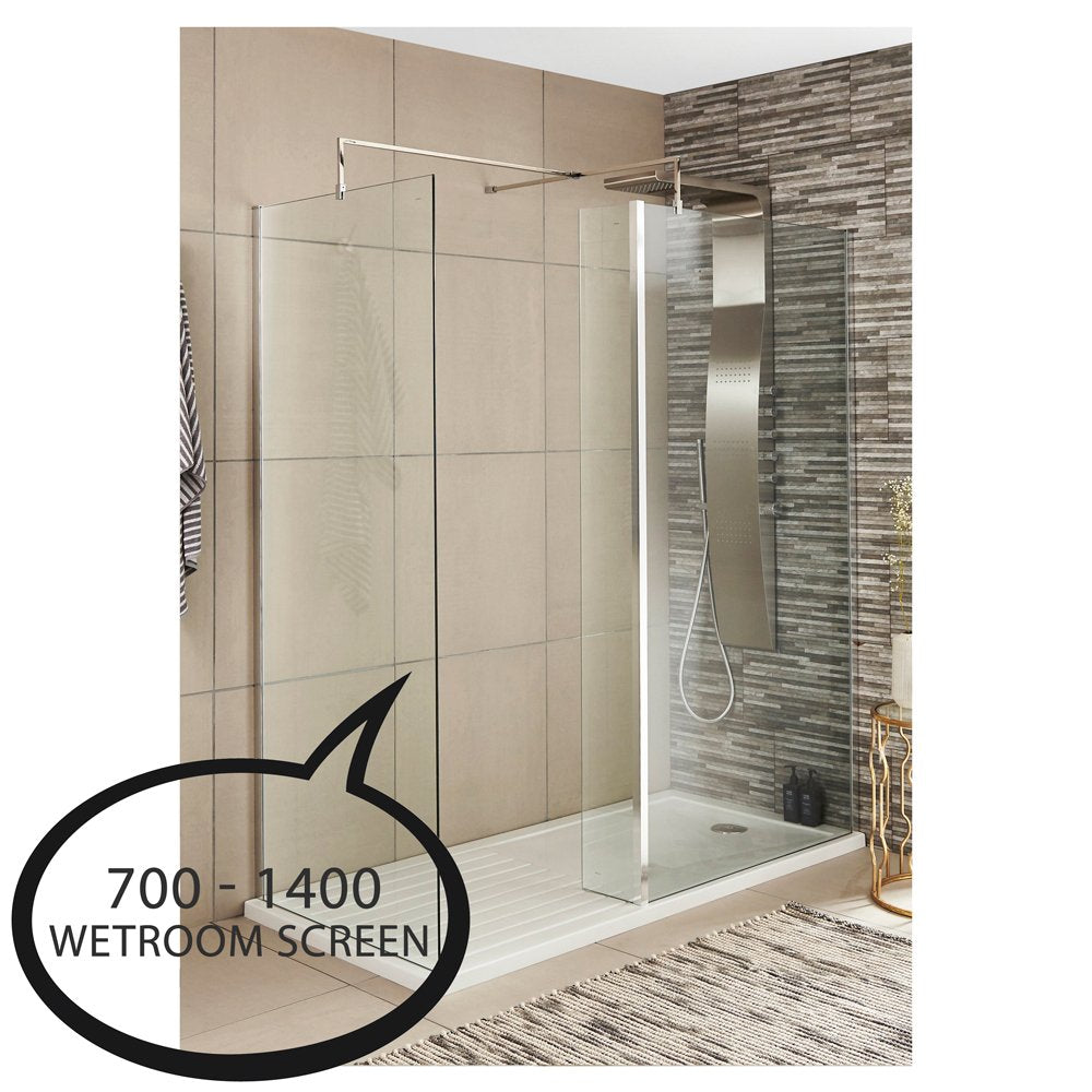 Nuie Wetroom Return Shower Screen 215x1850mm - WRS025
