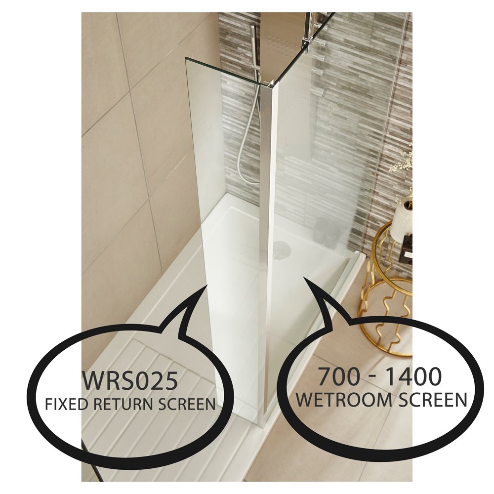 Nuie Wetroom Return Shower Screen 215x1850mm - WRS025