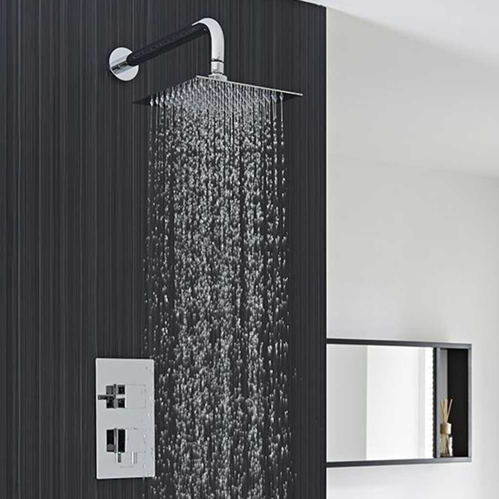 Nuie Volt Thermostatic Shower Mixer Valve, 200mm Fixed Head & Arm