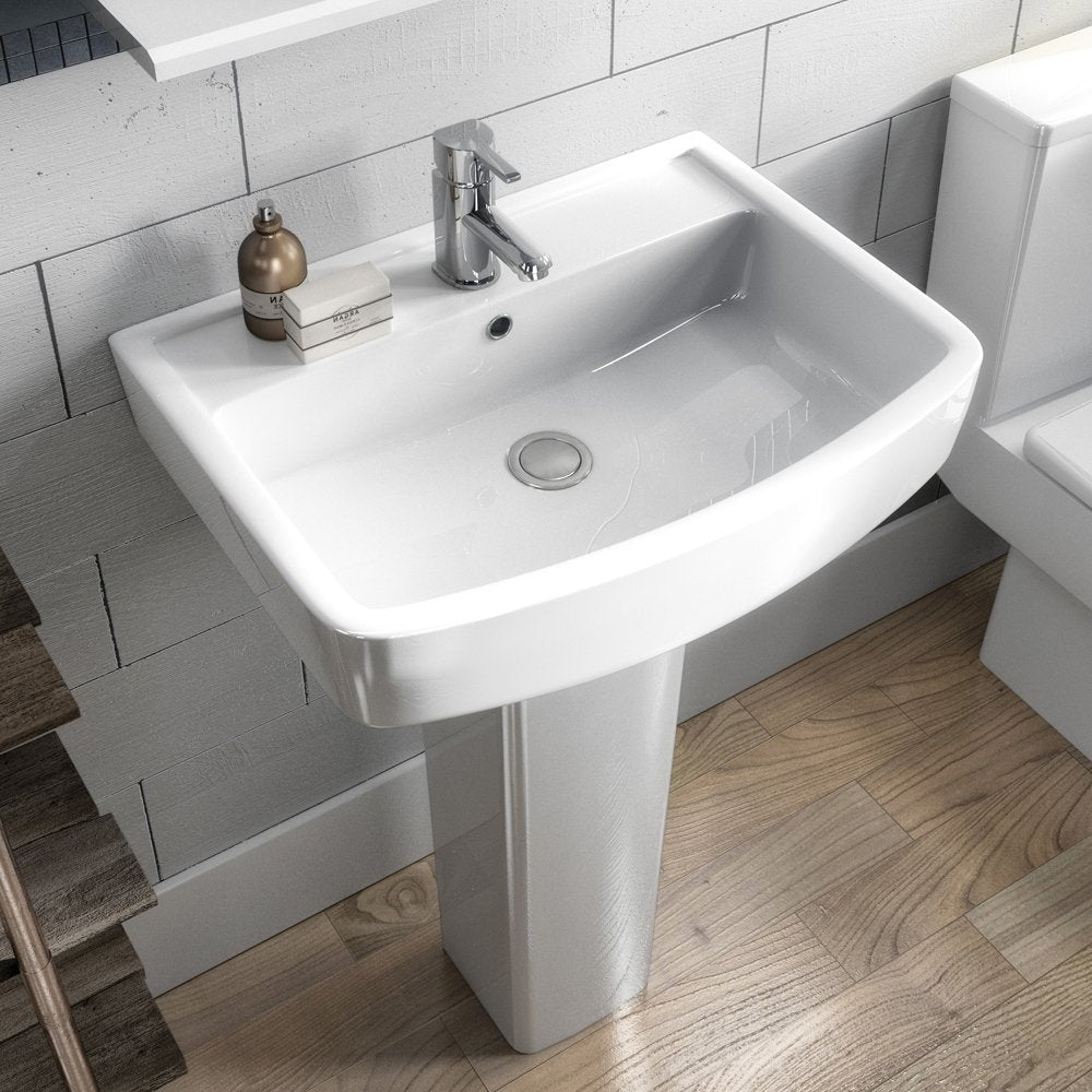 Nuie Bliss 520x420 1th White Basin & Full Pedestal CBL009