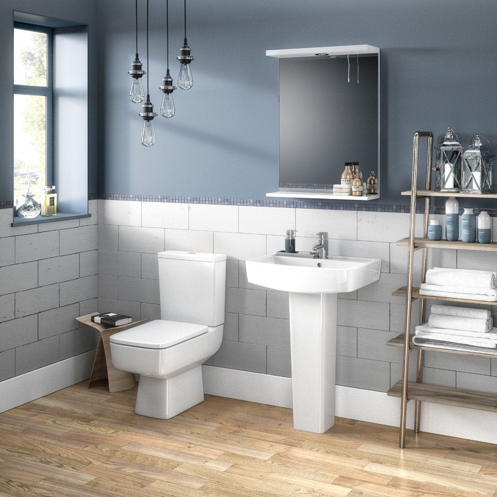 Nuie Bliss White Close Coupled Semi Flush Toilet Pan, Cistern & Soft Close Seat