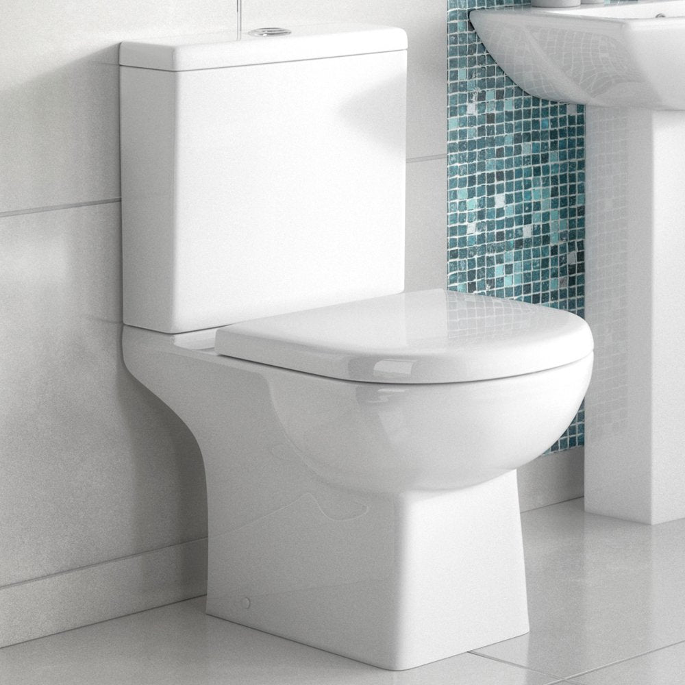 Nuie Asselby White Close Coupled Toilet Pan, Cistern & Soft Close Seat