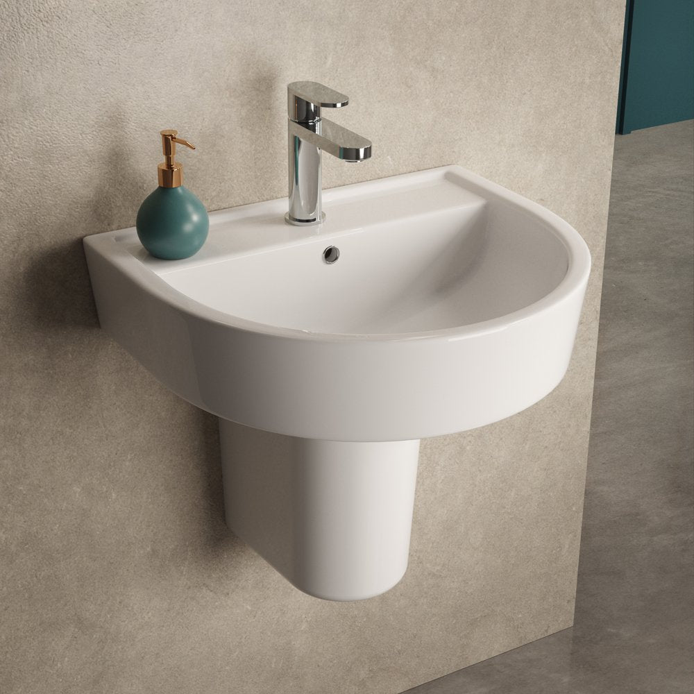 Hudson Reed Luna 420x380 1th White Basin & Semi Pedestal CMA004
