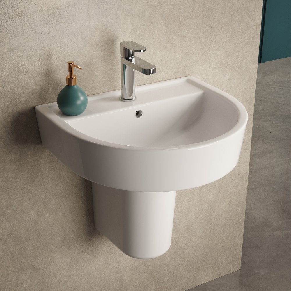Hudson Reed Luna 520x450 1th White Basin & Semi Pedestal CMA005