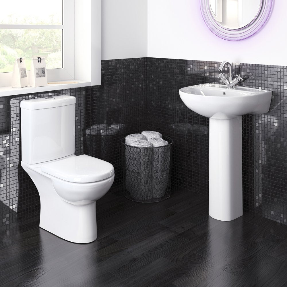 Nuie Lawton White Close Coupled Toilet Pan, Cistern & Soft Close Toilet Seat