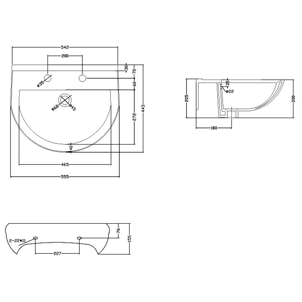 Nuie Ivo 550x445 1th White Basin & Full Pedestal - CIV002
