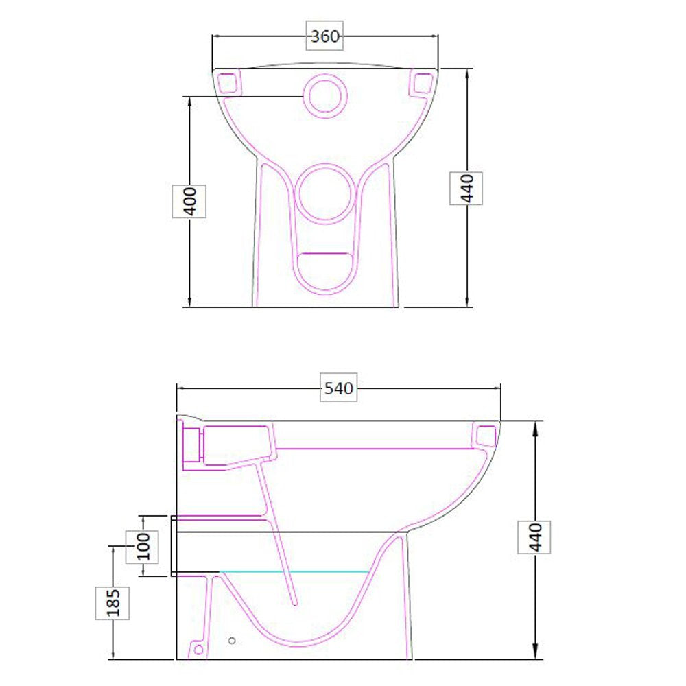Nuie Ivo White Extended Height Back to Wall Toilet Pan & Soft Close Seat