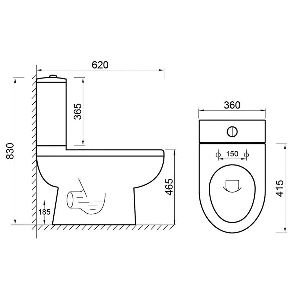 Nuie Ivo White Extended Height Close Coupled Toilet Pan, Cistern & Soft Close Seat