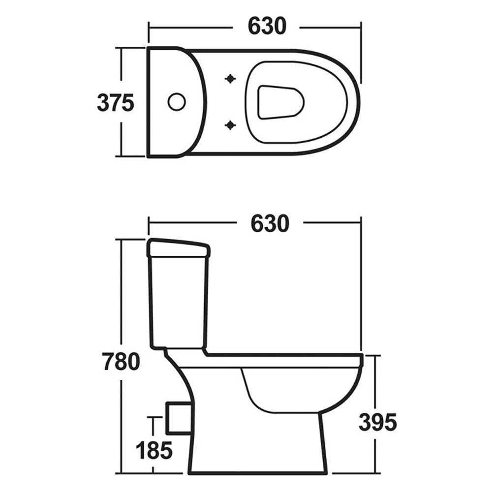 Nuie Ivo White Close Coupled Toilet Pan, Cistern & Soft Close Seat - NCS250