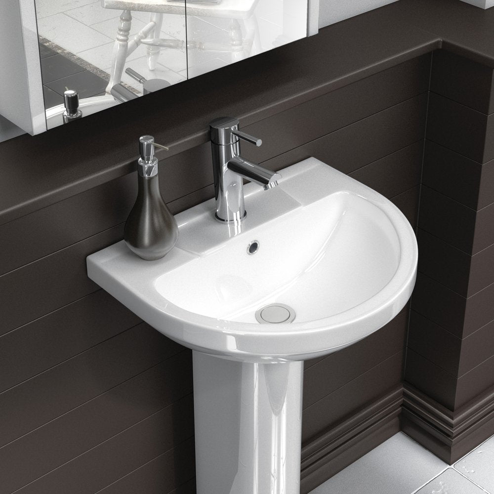 Nuie Harmony 500x416 1th White Basin & Full Pedestal CHM002