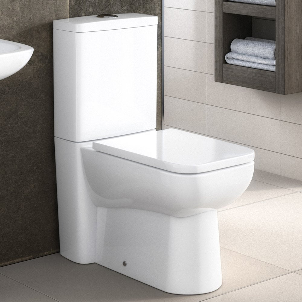 Nuie Ambrose White Close Coupled Toilet Pan, Cistern & Soft Close Seat - CPC020