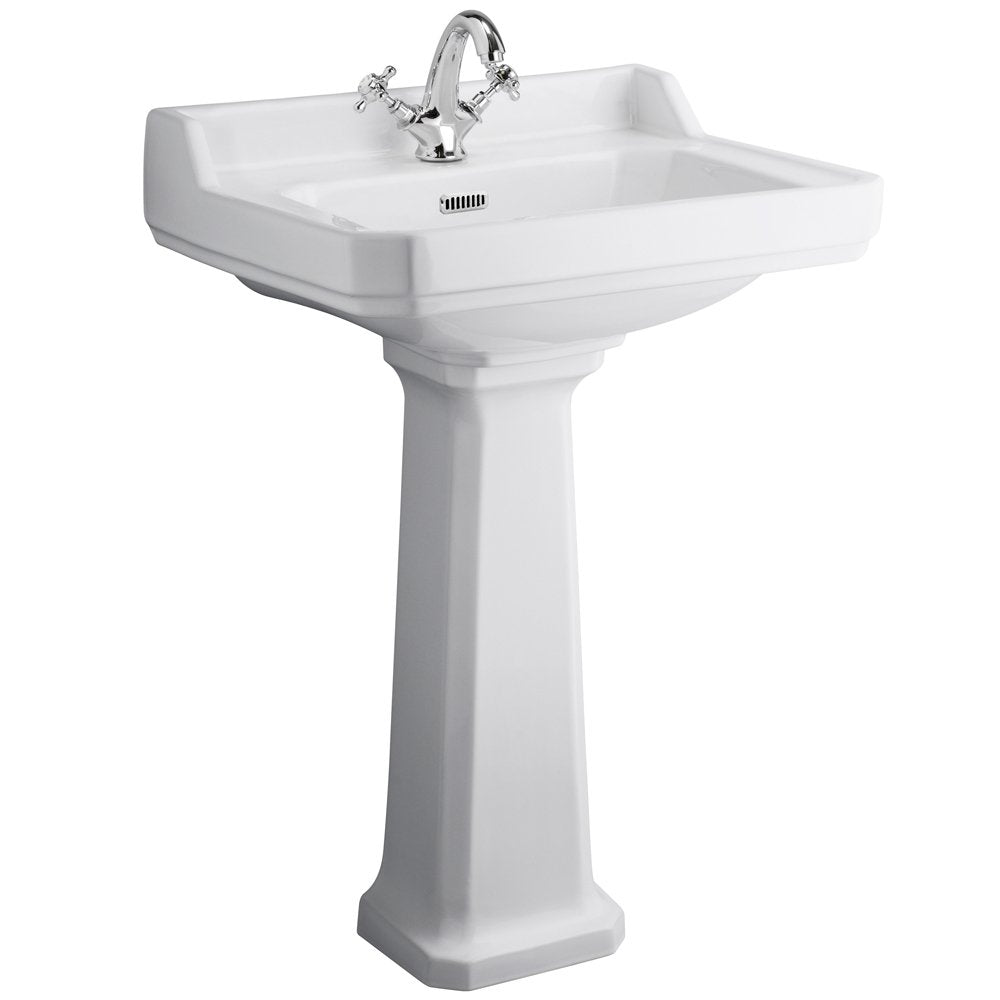 Hudson Reed Richmond 595x470 1th White Basin & Pedestal - CCR017