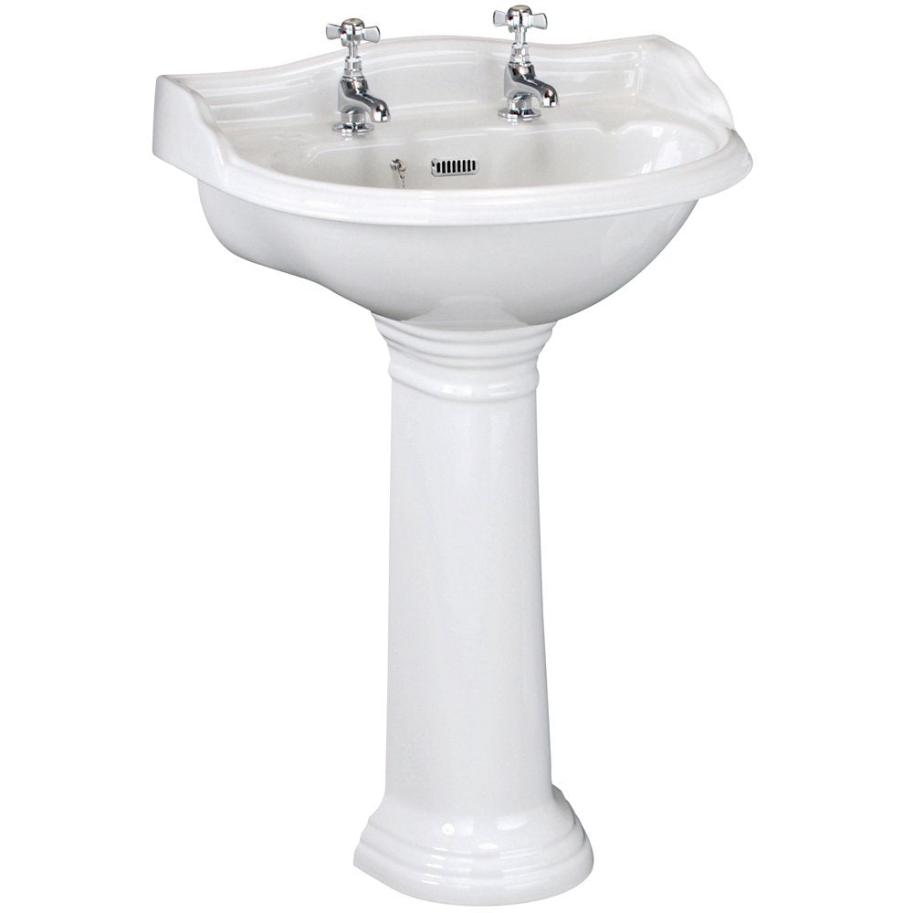 Hudson Reed Chancery 600x500 2th White Basin & Full Pedestal CRT003