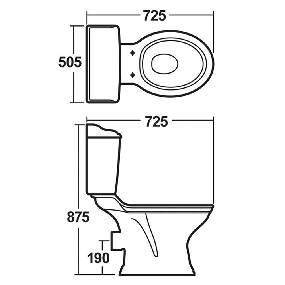 Hudson Reed Chancery White Close Coupled Toilet Pan, Cistern & Seat