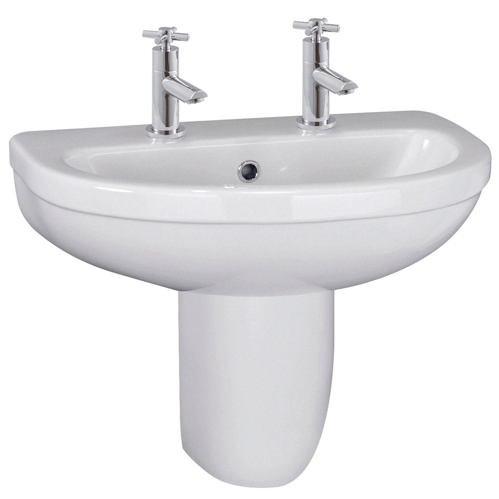 Nuie Ivo 550x445 2th White Basin & Semi Pedestal CIV005