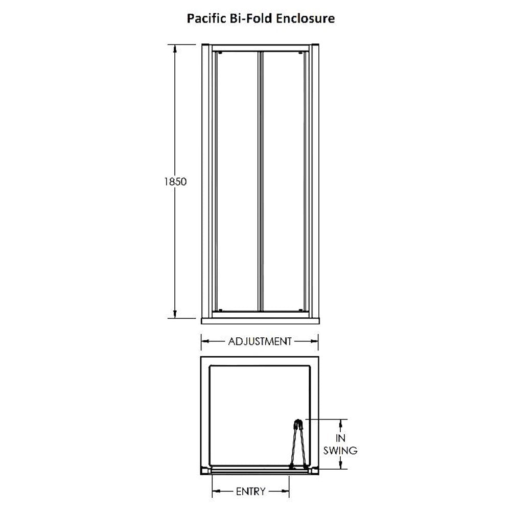 Nuie Pacific Chrome 700mm Bi-Fold Door Shower Enclosure