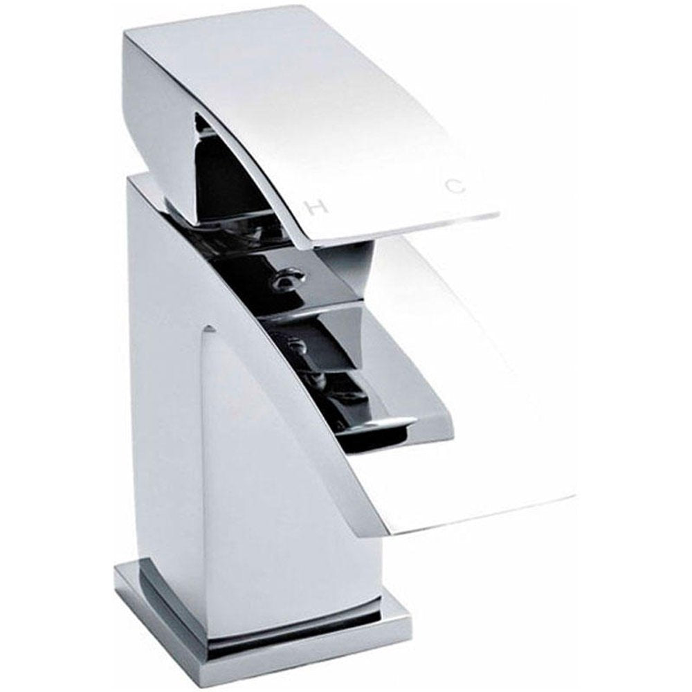 Nuie Vibe Waterfall Medium Basin Mixer Tap & Push Button Waste - TSI305
