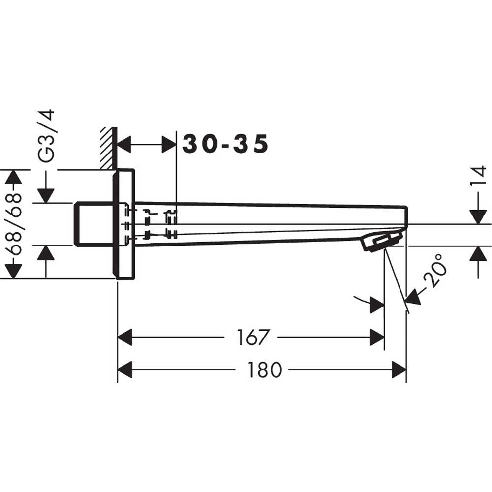 Hansgrohe Metropol Chrome Bath Spout 167mm