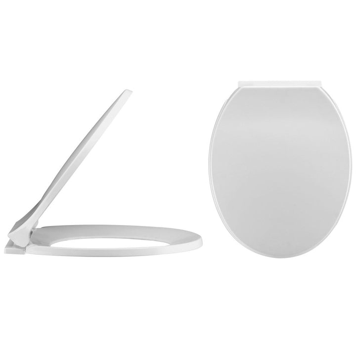 White wall-mounted round bathroom mirror with rod
