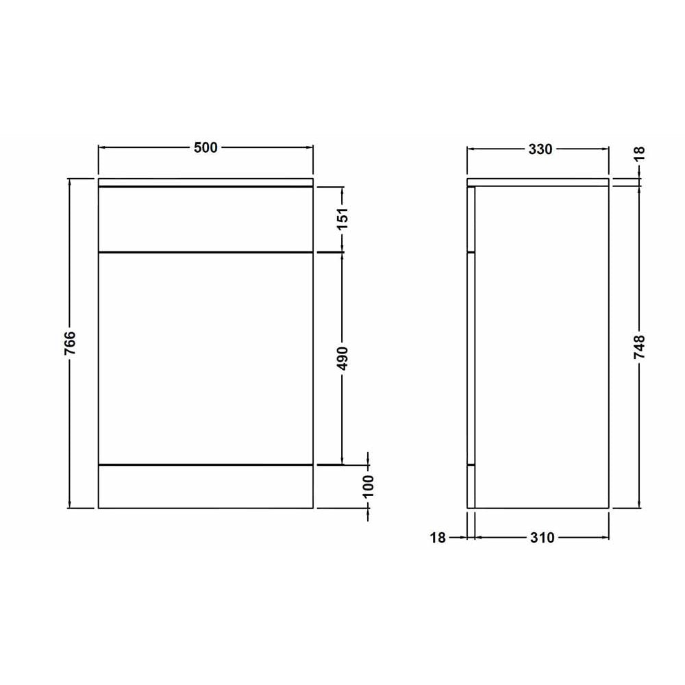 Nuie Mayford Gloss White 500x330mm Back to Wall Unit, Cistern, Pan & Seat