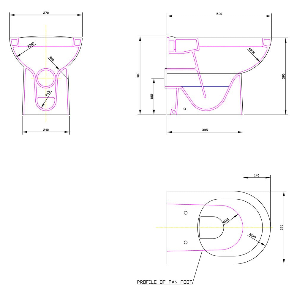 Nuie Mayford Gloss White 500x330mm Back to Wall Unit, Cistern, Pan & Seat